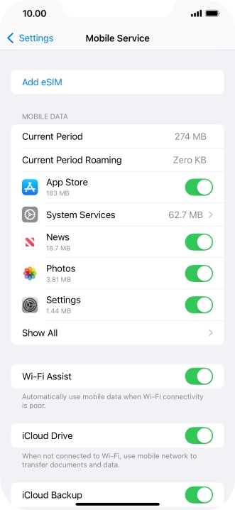 The total data usage is displayed next to Current Period.