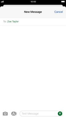 Press the text input field and write the text for your text message.