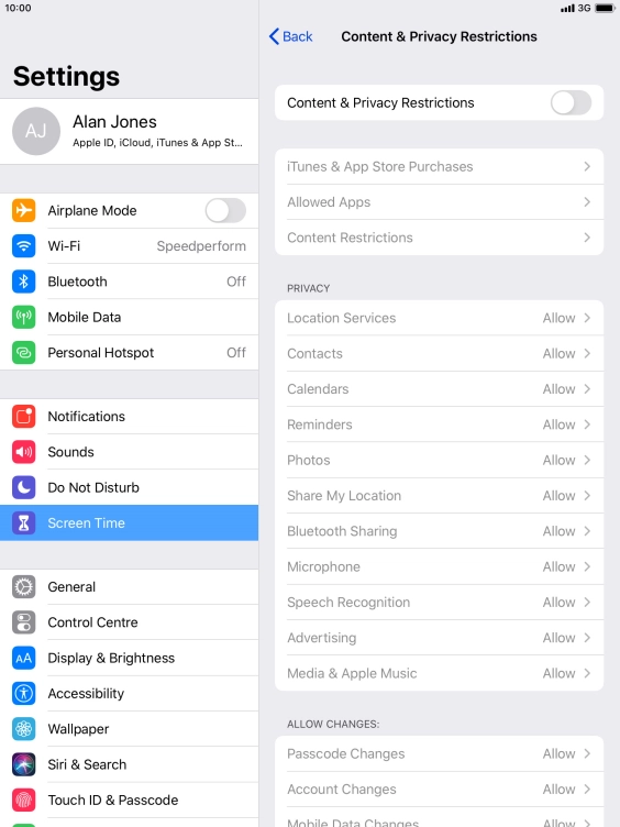 Press the indicator next to 