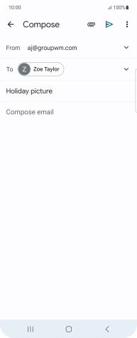 Press the text input field and write the text for your email message.