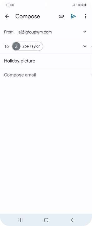 Press the text input field and write the text for your email message.