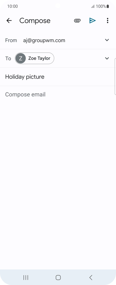 Press the text input field and write the text for your email message.