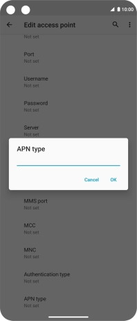 Key in default and press OK.