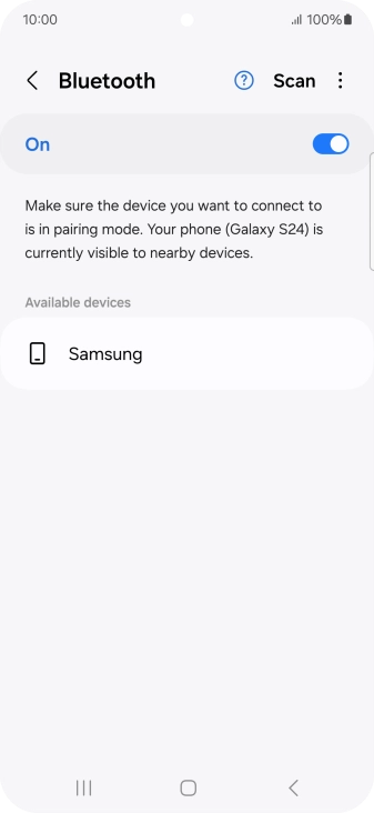 Press the required Bluetooth device and follow the instructions on the screen to pair the device with your phone.