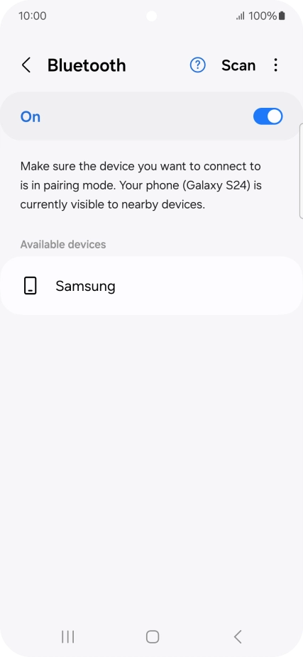 Press the required Bluetooth device and follow the instructions on the screen to pair the device with your phone.