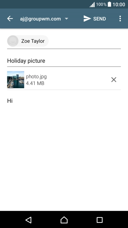 Press SEND when you've finished your email message.