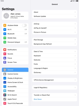 Press Transfer or Reset iPad.