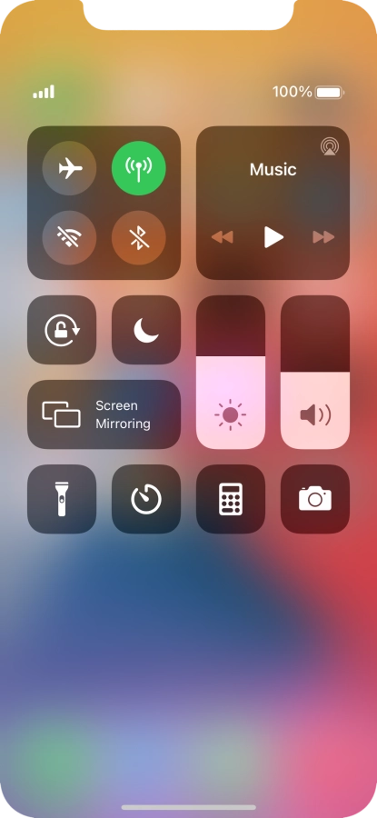 Press the flight mode icon to turn the function on or off.
