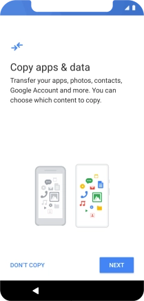 You can transfer the contents of another phone to your phone when it's activated for the first time and after a factory reset. When this screen is displayed, your phone is ready to transfer contents from another phone.