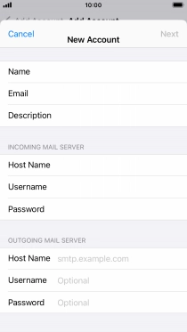 Press Host Name and key in the name or IP address of your email provider's outgoing server. Please note that if you can't send email messages when using your email provider's outgoing server, key in smtp.vodafone.net.au (Vodafone's outgoing server).