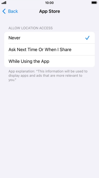 Press the required setting to turn the function on or off.