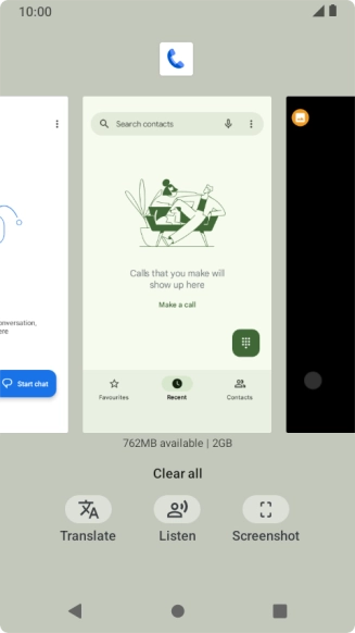 To end one running application, slide your finger upwards on the required application.