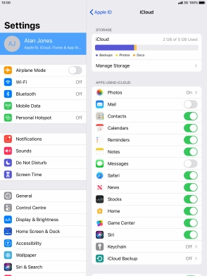 Press iCloud Backup.