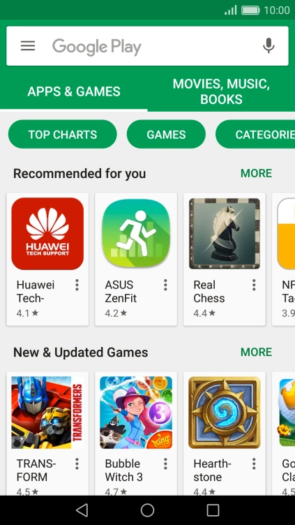 Press the search field.