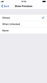 To select notification preview on the lock screen, press Always.