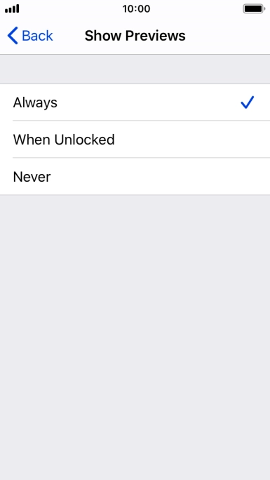 To select notification preview on the lock screen, press Always.