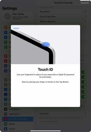 Follow the instructions on the screen to add your fingerprint. If you haven't previously selected a lock code, key in a code of your own choice twice.