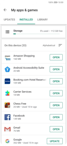 Press the required app.