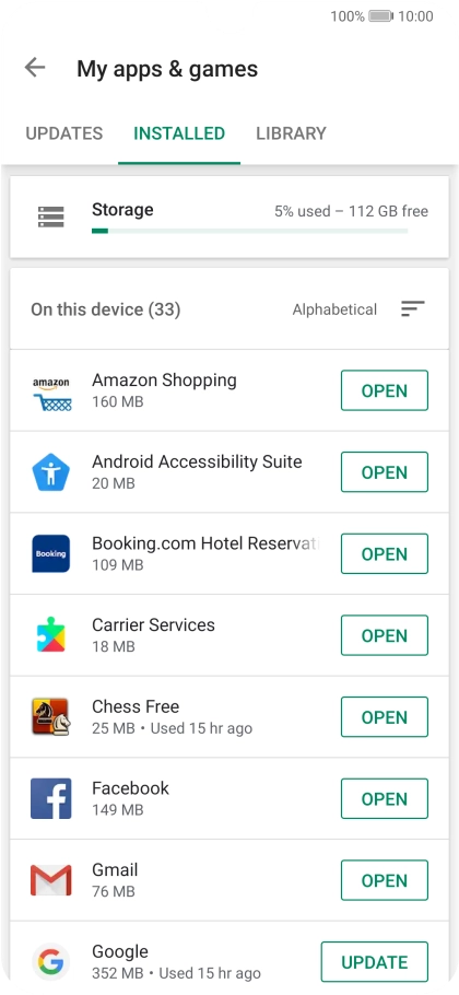 Press the required app.