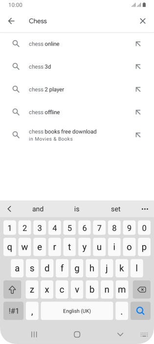 Key in the name or subject of the required app and press the search icon.