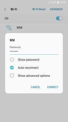 Key in the password for the Wi-Fi network and press CONNECT.