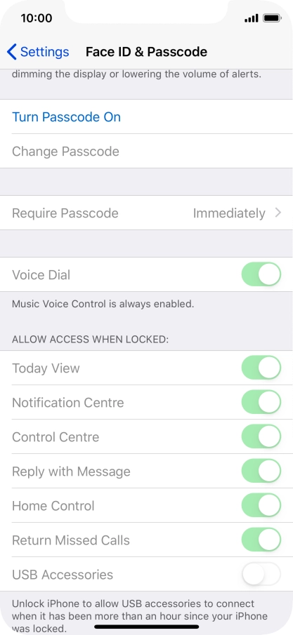 Press Turn Passcode On and key in a phone lock code of your own choice twice.