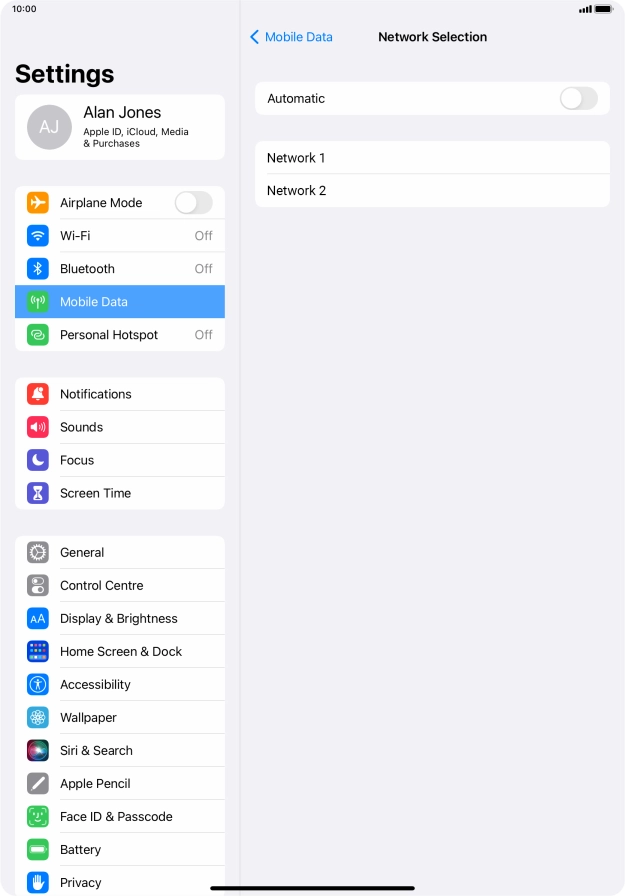 If you turn off the function, press the required network.