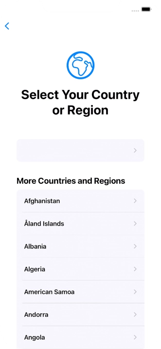 Press the required country or area.