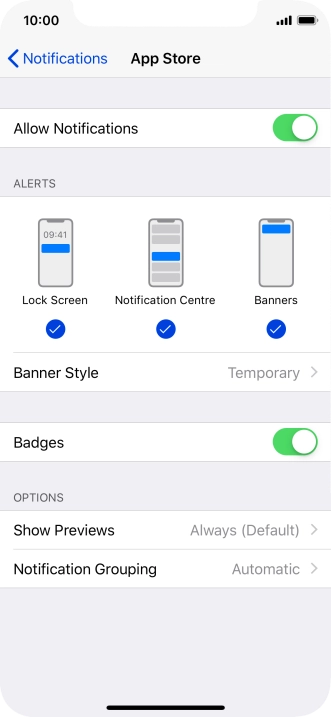 Press the indicator next to 