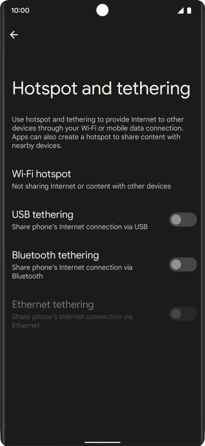 Press Wi-Fi hotspot.
