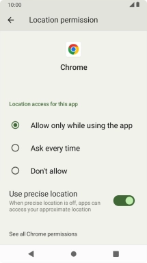 Press the required setting.