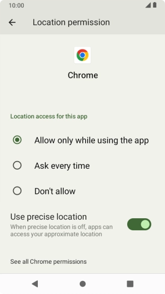 Press the required setting.