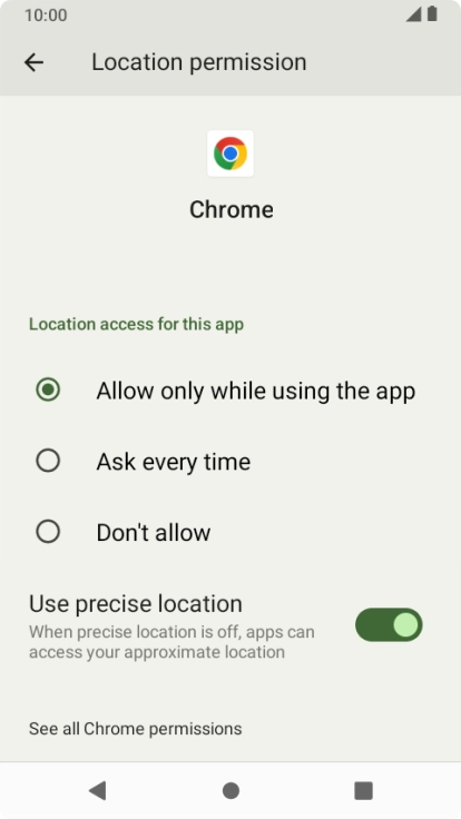 Press the required setting.
