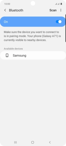Press the required Bluetooth device and follow the instructions on the screen to pair the device with your phone.