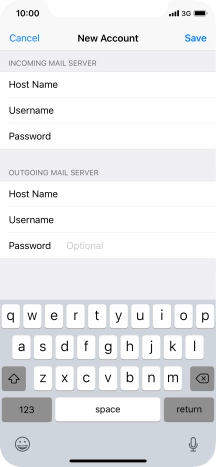 Press Password and key in the password for your email account. Please note that if you're using Vodafone's outgoing server, leave the password field empty.