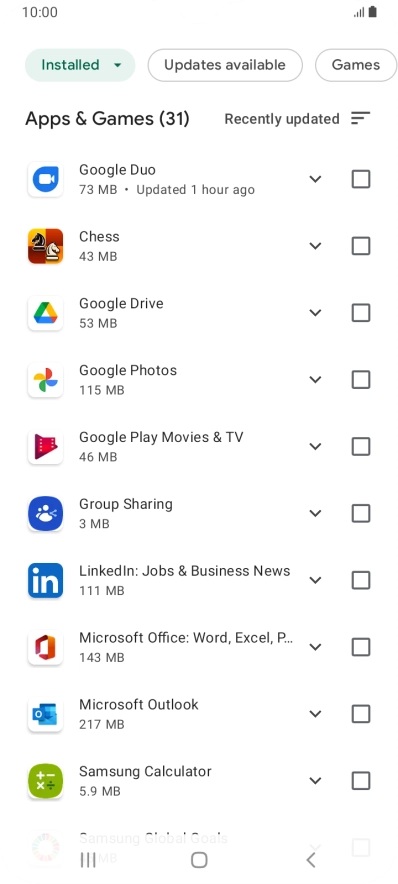 Press the required app.