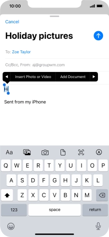 Press Insert Photo or Video and follow the instructions on the screen to attach a picture or a video clip.