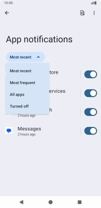 Press the required setting.