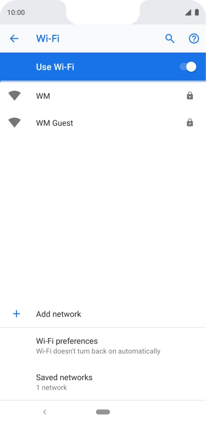 Press the required Wi-Fi network.