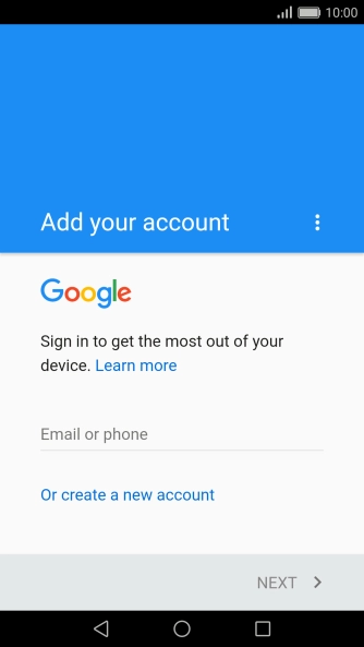 If you don t have a Google account, press Or create a new account and follow the instructions on the screen to create an account.