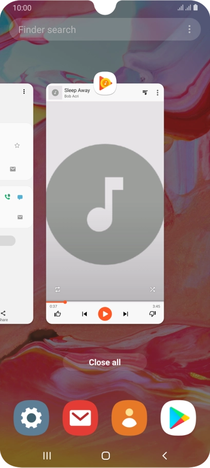 To end one running application, slide your finger upwards on the required application.