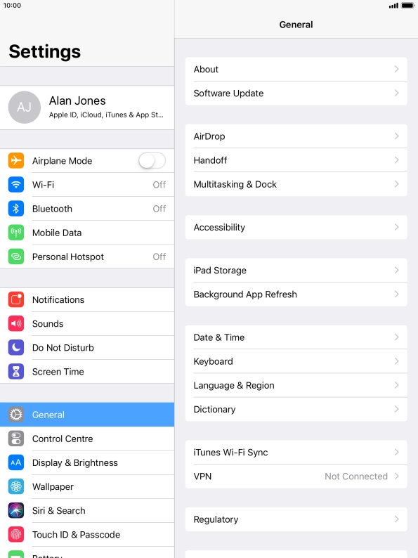 Press Software Update. If a new software version is available, it's displayed. Follow the instructions on the screen to update the tablet software.