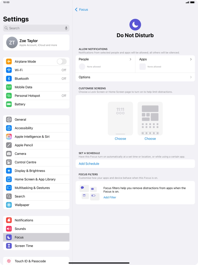 Press People and follow the instructions on the screen to select which contacts you would like to receive calls and notifications from when Do Not Disturb is turned on.