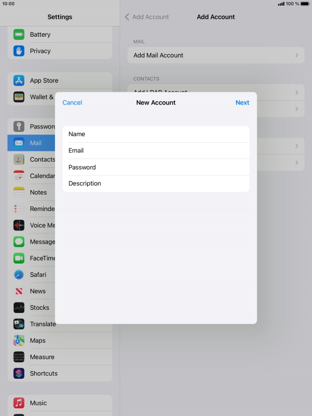 Press Description and key in the required name.