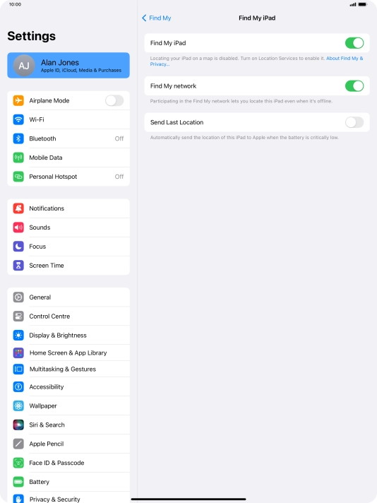 Press the indicator next to 