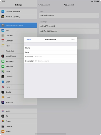 Press Password and key in the password for your email account.