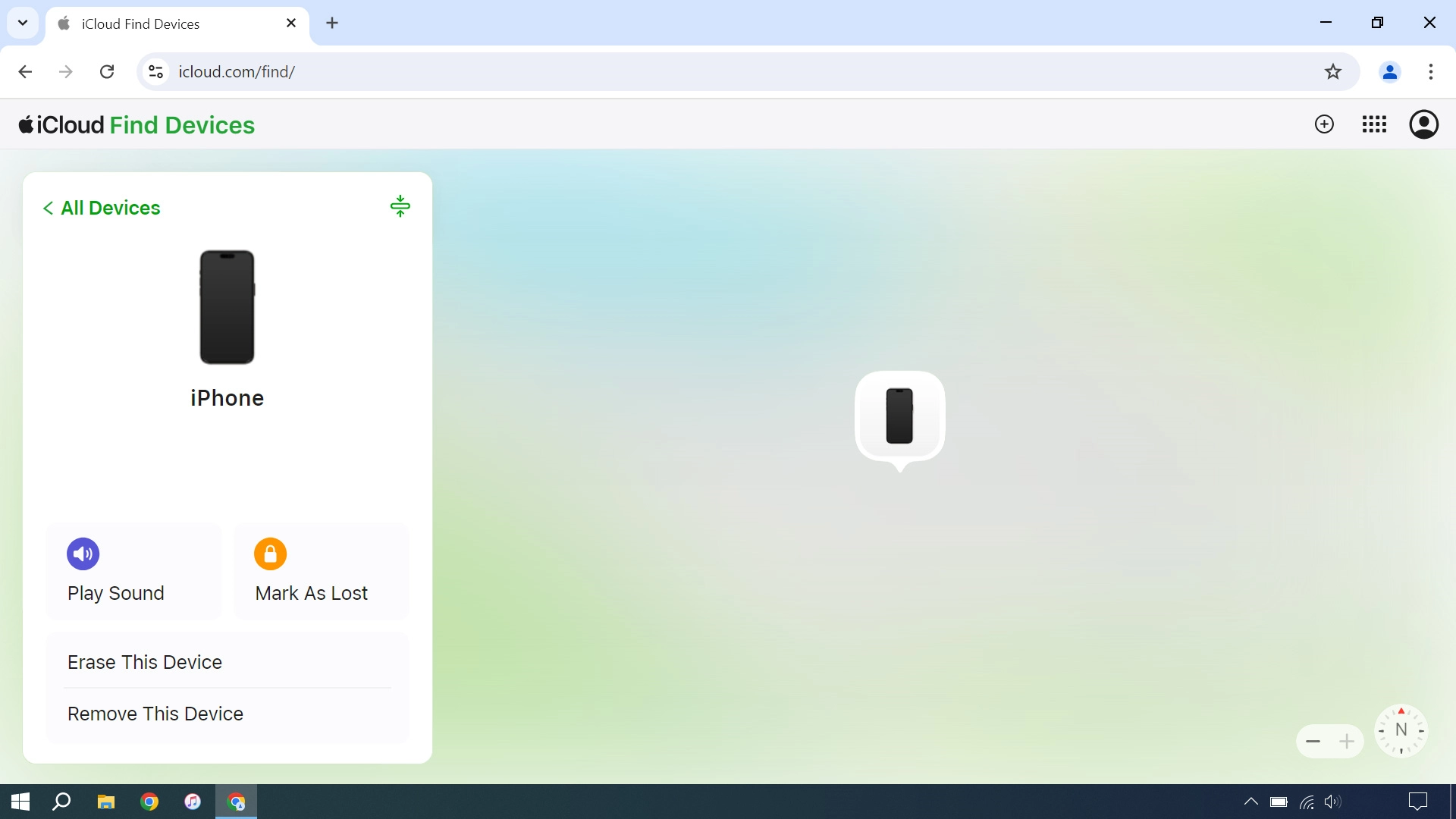 Your phone's latest position is displayed on the map.