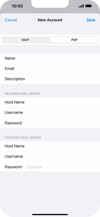 Press Password and key in the password for your email account. Please note that if you're using Vodafone's outgoing server, leave the password field empty.