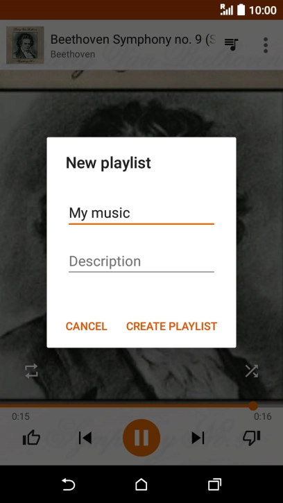 Key in a name for the playlist and press CREATE PLAYLIST.