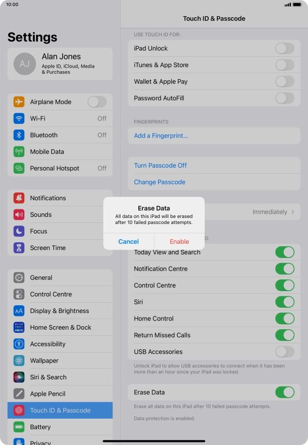 If you turn on the function, press Enable.